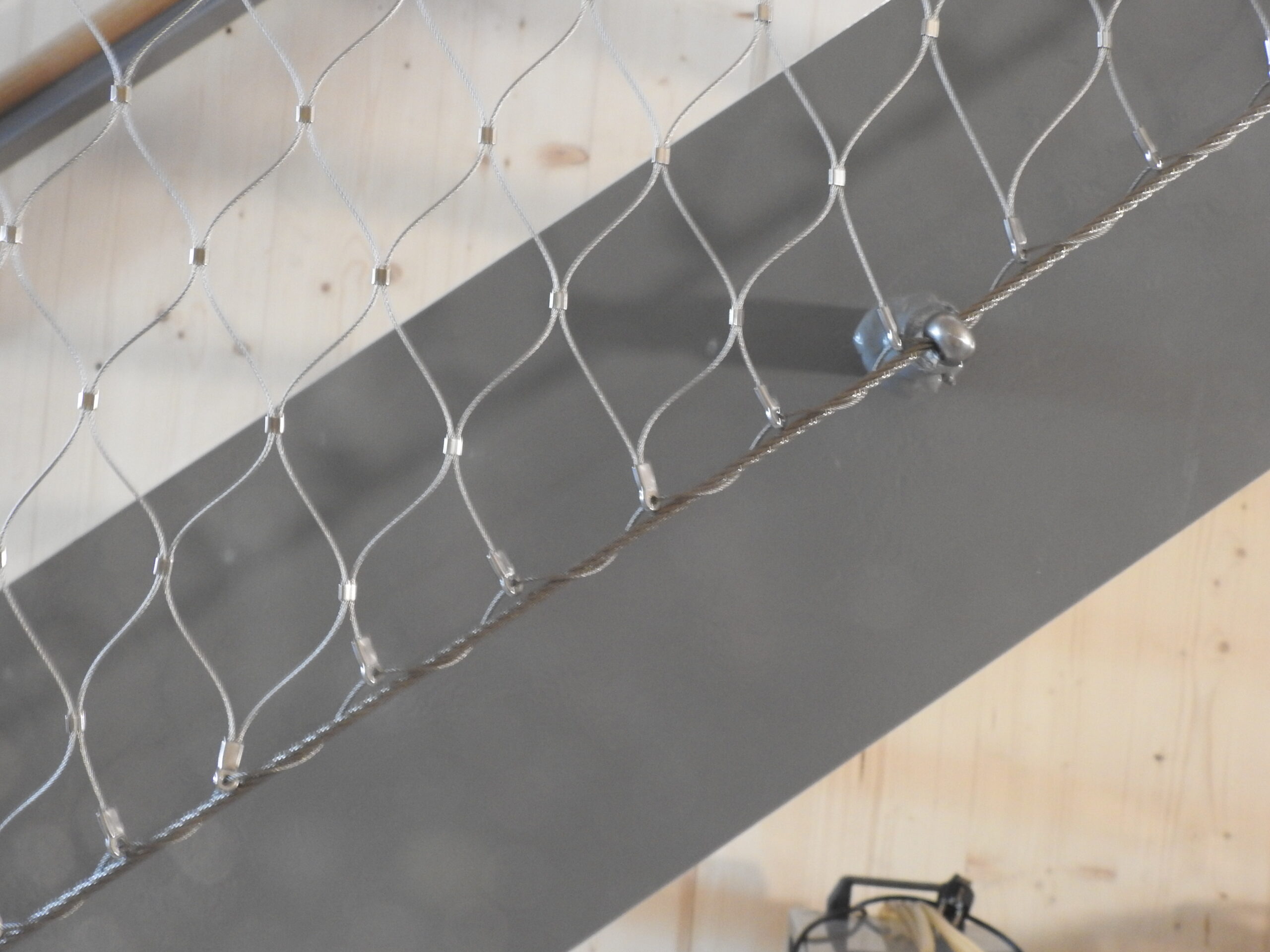 RVS staalkabelnet trap